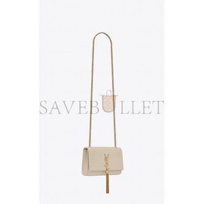 YSL KATE SMALL CHAIN BAG WITH TASSEL IN CROCODILE-EMBOSSED SHINY LEATHER 474366DND0J9207 (20*12.5*5cm)