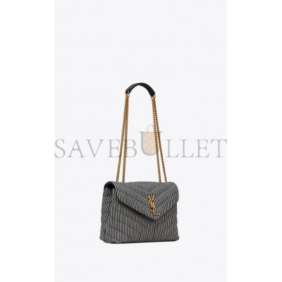 YSL LOULOU SMALL CHAIN BAG IN QUILTED STRIPED DENIM 494699FAA7G4165 (23*17*9cm)
