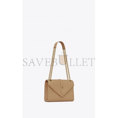 YSL ENVELOPE MEDIUM CHAIN BAG IN MIX MATELASS&EACUTE; GRAIN DE POUDRE EMBOSSED LEATHER 600185BOW912346 (24*17.5*6cm)