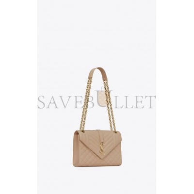 YSL ENVELOPE MEDIUM CHAIN BAG IN MIX MATELASS&EACUTE; GRAIN DE POUDRE EMBOSSED LEATHER 600185BOW912721 (24*17.5*6cm)