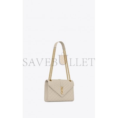 YSL ENVELOPE MEDIUM CHAIN BAG IN MIX MATELASS&EACUTE; GRAIN DE POUDRE EMBOSSED LEATHER 600185BOW919207 (24*17.5*6cm)