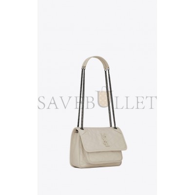 YSL NIKI BABY CHAIN BAG IN CRINKLED VINTAGE LEATHER 6331600EN049207 (21*16*7.5cm)