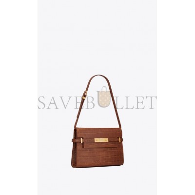 YSL MANHATTAN SMALL SHOULDER BAG IN CROCODILE-EMBOSSED LEATHER 675626AAAOH2591 (24*17.5*6cm)