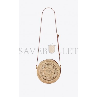 YSL SAC ROND IN RAFFIA AND SMOOTH LEATHER 685601GAAAA2080 (21*21*4cm)