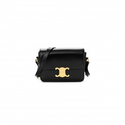 CELINE SHINY CALFSKIN TEEN TRIOMPHE BLACK (18*13*6cm)