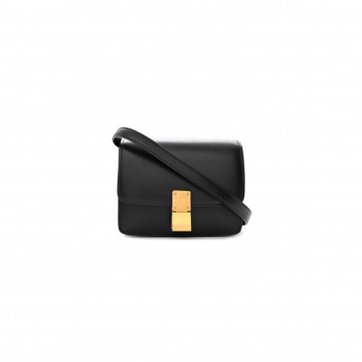 CELINE BOX CALFSKIN SMALL CLASSIC BOX FLAP BAG BLACK (17*13*8cm)