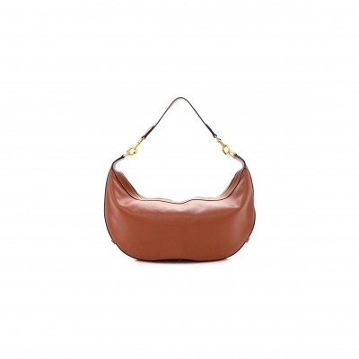 CELINE SUPPLE CALFSKIN MEDIUM STRAP LEANDRE SHOULDER BAG BROWN (44*27*3cm)