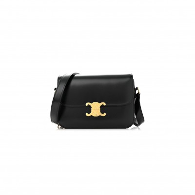 CELINE SHINY CALFSKIN MEDIUM TRIOMPHE BLACK (23*15*5cm)