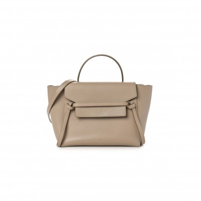 CELINE GRAINED CALFSKIN MINI BELT BAG LIGHT TAUPE (27*23*17cm)