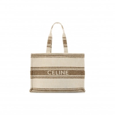 CELINE CANVAS CALFSKIN JACQUARD CABAS TOBACCO TAN (41*29*17cm)