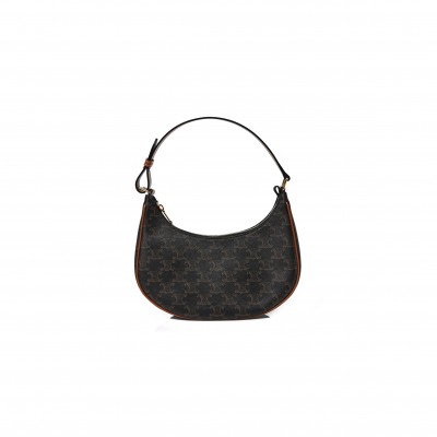 CELINE TRIOMPHE CANVAS CALFSKIN AVA SHOULDER BAG TAN (25*19*7cm)