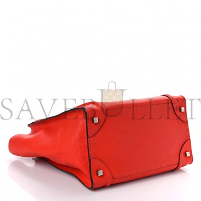 CELINE DRUMMED CALFSKIN MINI LUGGAGE VERMILLION (30*30*18cm)