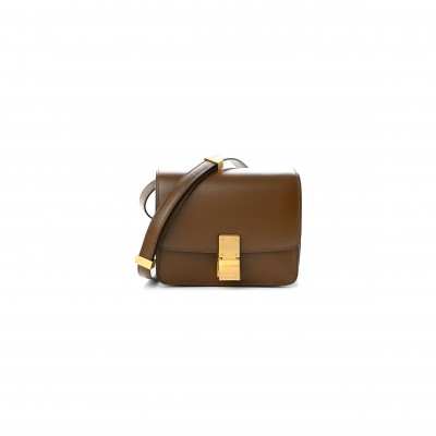 CELINE SMOOTH CALFSKIN SMALL CLASSIC BOX FLAP BAG CAMEL (17*14*6cm)