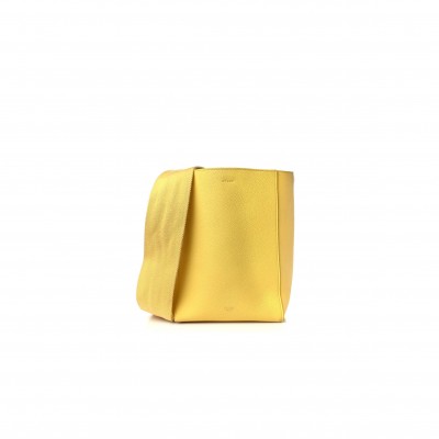 CELINE SOFT GRAINED CALFSKIN SMALL SANGLE BUCKET BAG CITRON (24*18*12cm)