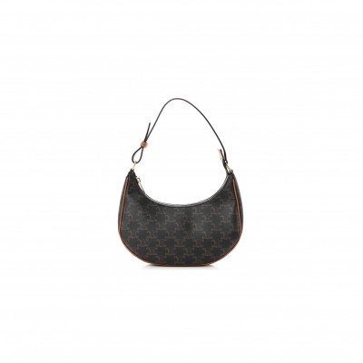 CELINE TRIOMPHE CANVAS CALFSKIN AVA SHOULDER BAG TAN (25*18*8cm)