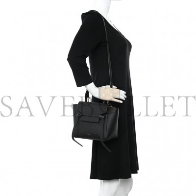 CELINE GRAINED CALFSKIN NANO BELT BAG BLACK (20*15*10cm)