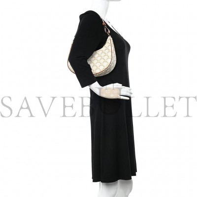 CELINE CANVAS CALFSKIN AVA TRIOMPHE SHOULDER BAG WHITE (25*19*8cm)