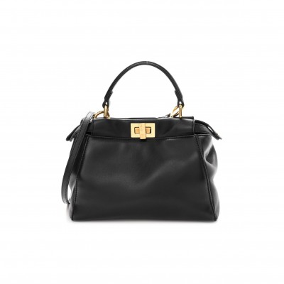 FENDI NAPPA MINI PEEKABOO ICONIC SATCHEL BLACK (23*17*11cm)