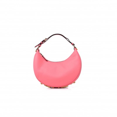 FENDI VITELLO GRACE MATTE SMALL FENDIGRAPHY HOBO BAG PINK DALIA (22*17*9cm)
