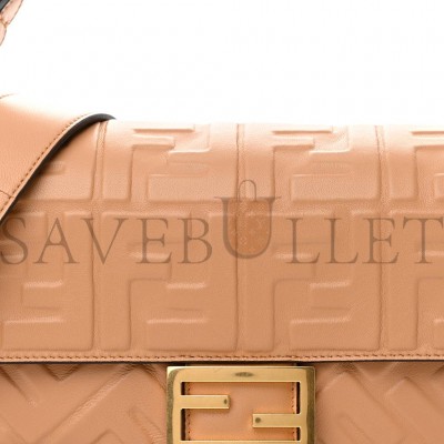 FENDI NAPPA FF 1974 EMBOSSED BAGUETTE MIELE SCURO (25*17*5cm)