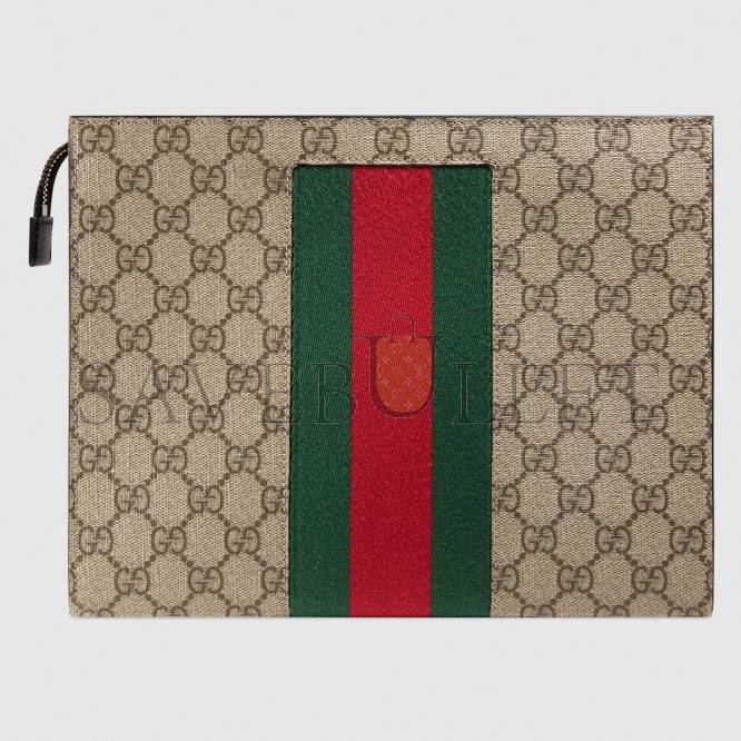 GUCCI GG SUPREME WEB POUCH 475316 (26*20*6cm) GUCCI GG SUPREME WEB POUCH 475316 (26*20*6cm)