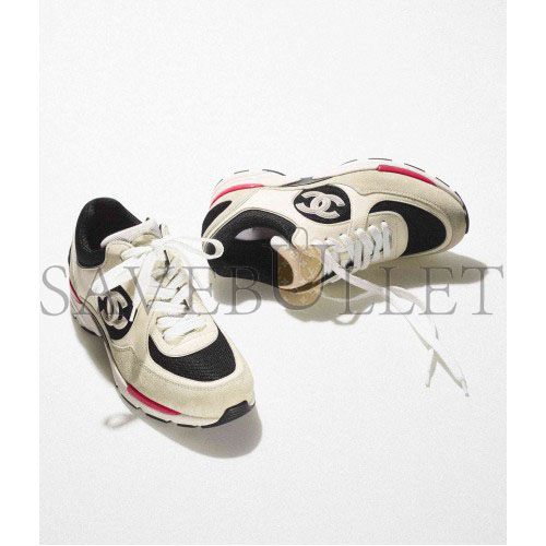 CHANEL SNEAKERS CALFSKIN, MESH & SUEDE CALFSKIN IVORY, BLACK & BEIGE G39066 Y55828 K4292 CHANEL SNEAKERS CALFSKIN, MESH & SUEDE CALFSKIN IVORY, BLACK & BEIGE G39066 Y55828 K4292