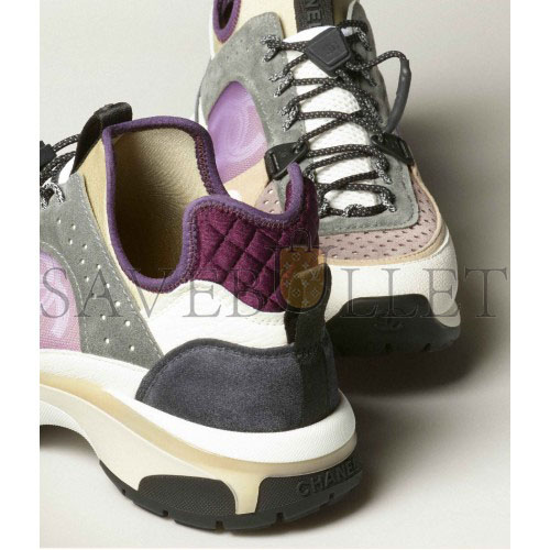 CHANEL SNEAKERS FABRIC, SUEDE CALFSKIN, MESH & FABRIC WHITE, GRAY, PURPLE G39488 Y56142 K4944 CHANEL SNEAKERS FABRIC, SUEDE CALFSKIN, MESH & FABRIC WHITE, GRAY, PURPLE G39488 Y56142 K4944
