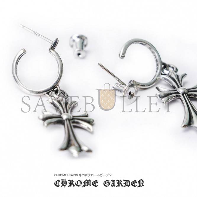 CHROME HEARTS TINY CROSS HOOP EARRING CHROME HEARTS TINY CROSS HOOP EARRING