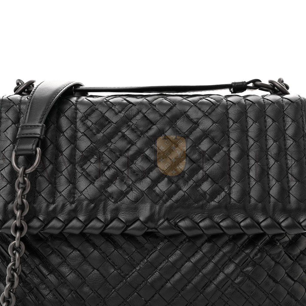 BOTTEGA VENETA NAPPA INTRECCIATO BABY OLIMPIA SHOULDER BAG BLACK (23*17*8cm) BOTTEGA VENETA NAPPA INTRECCIATO BABY OLIMPIA SHOULDER BAG BLACK (23*17*8cm)