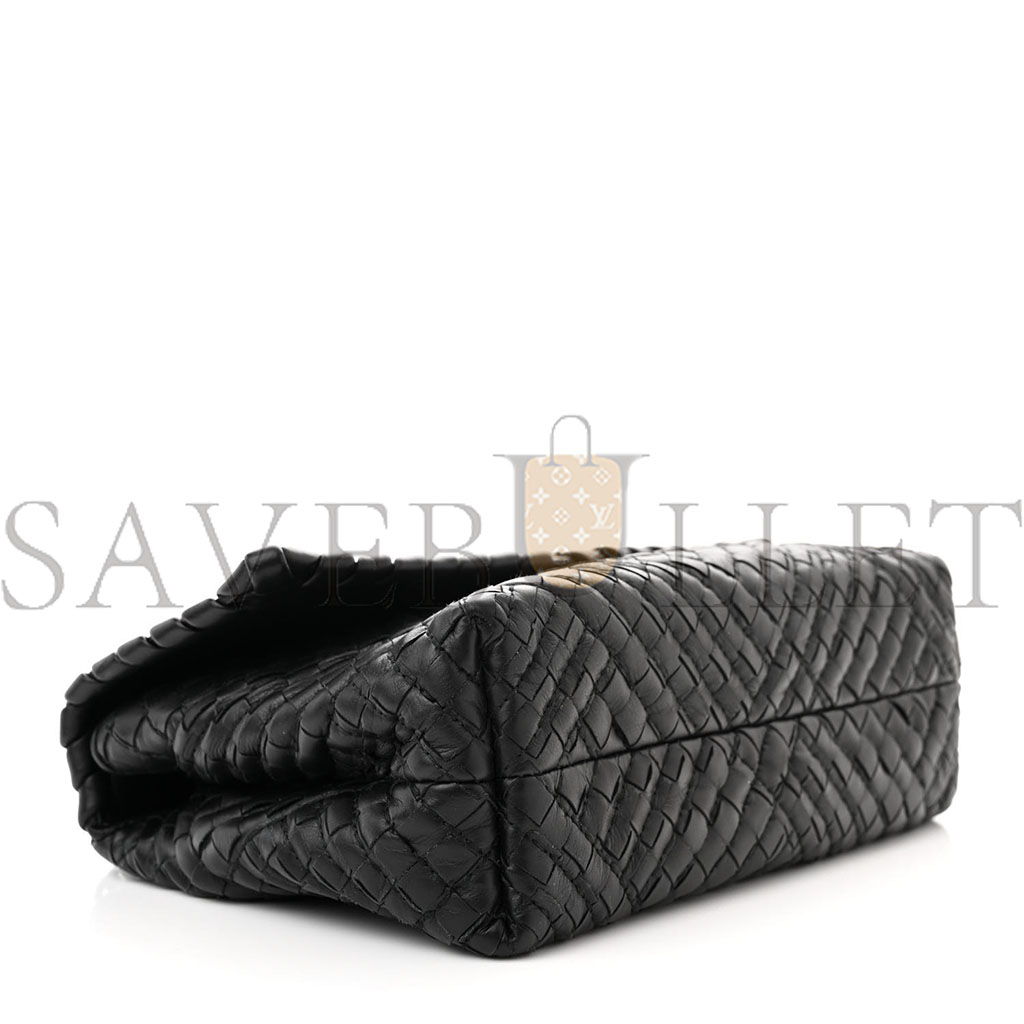 BOTTEGA VENETA NAPPA INTRECCIATO BABY OLIMPIA SHOULDER BAG BLACK (23*17*8cm) BOTTEGA VENETA NAPPA INTRECCIATO BABY OLIMPIA SHOULDER BAG BLACK (23*17*8cm)