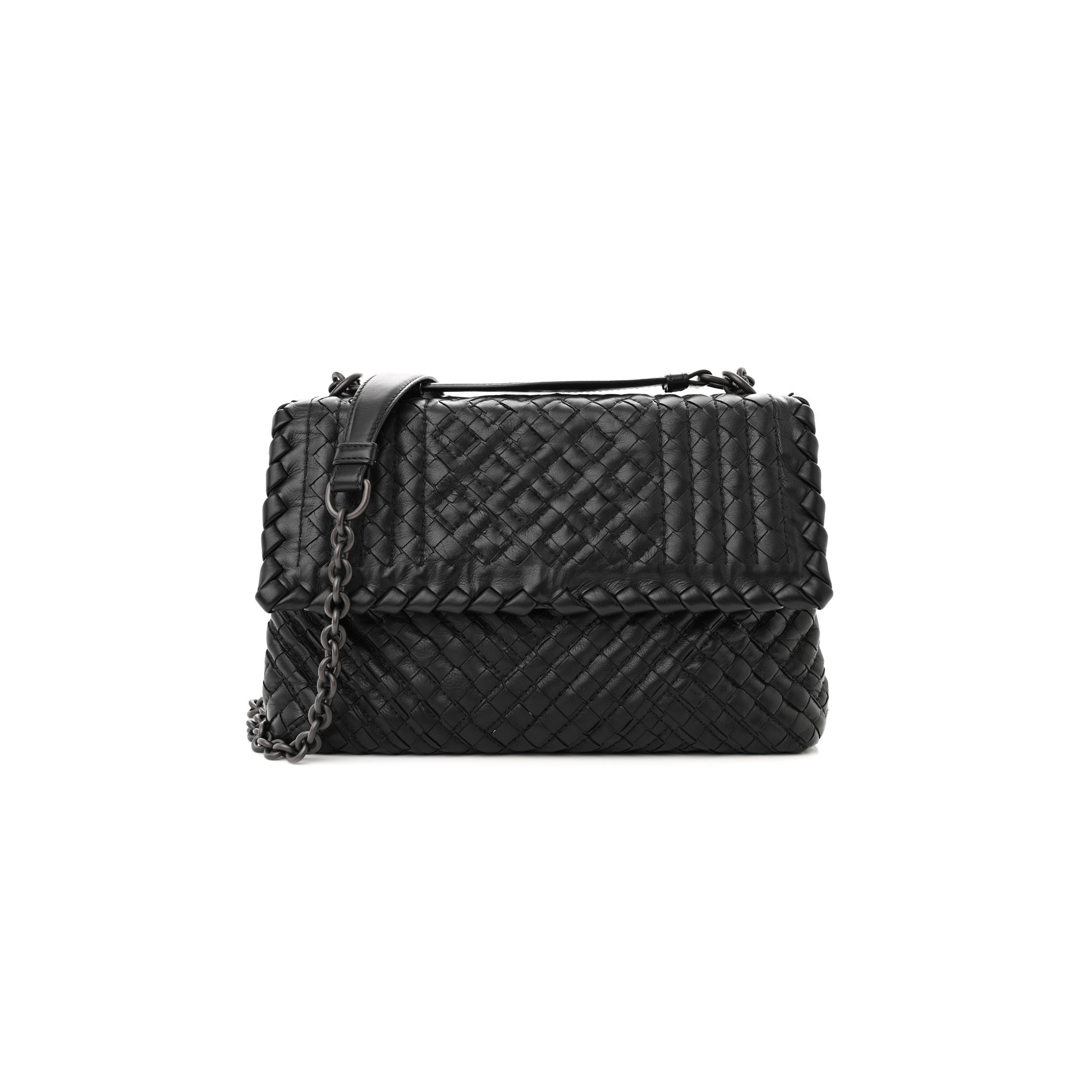 BOTTEGA VENETA NAPPA INTRECCIATO BABY OLIMPIA SHOULDER BAG BLACK (23*17*8cm) BOTTEGA VENETA NAPPA INTRECCIATO BABY OLIMPIA SHOULDER BAG BLACK (23*17*8cm)