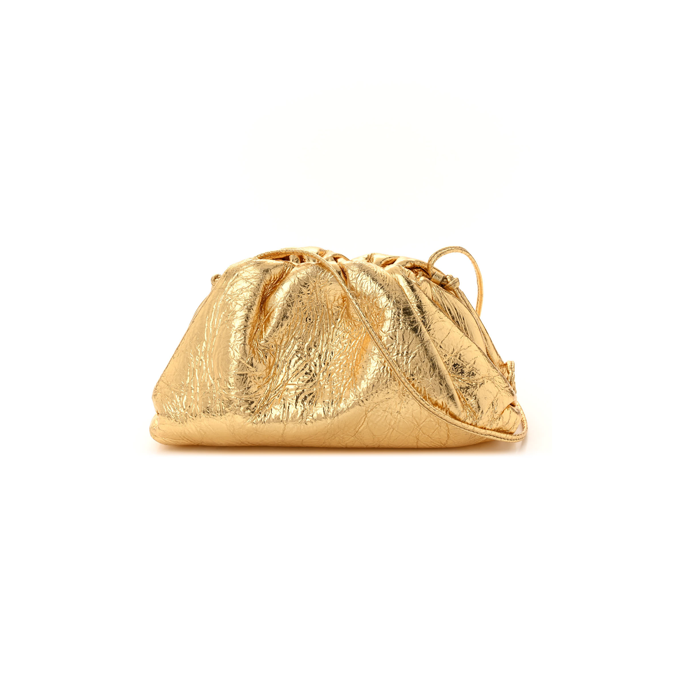 BOTTEGA VENETA METALLIC CRINKLED LAMBSKIN THE MINI POUCH ORO (22*12*6cm) BOTTEGA VENETA METALLIC CRINKLED LAMBSKIN THE MINI POUCH ORO (22*12*6cm)
