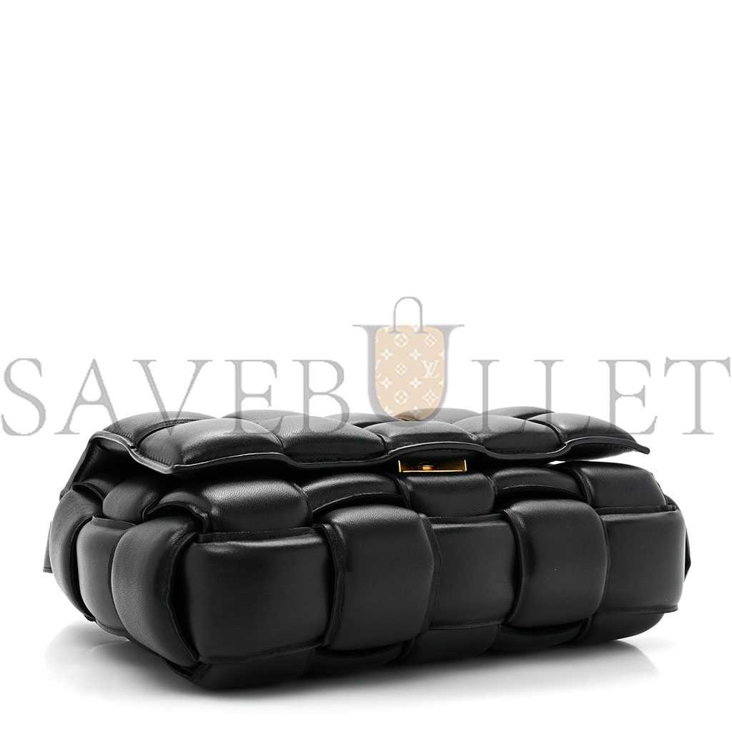 BOTTEGA VENETA NAPPA MAXI INTRECCIATO PADDED CASSETTE CROSSBODY BAG BLACK  (26*18*8cm)