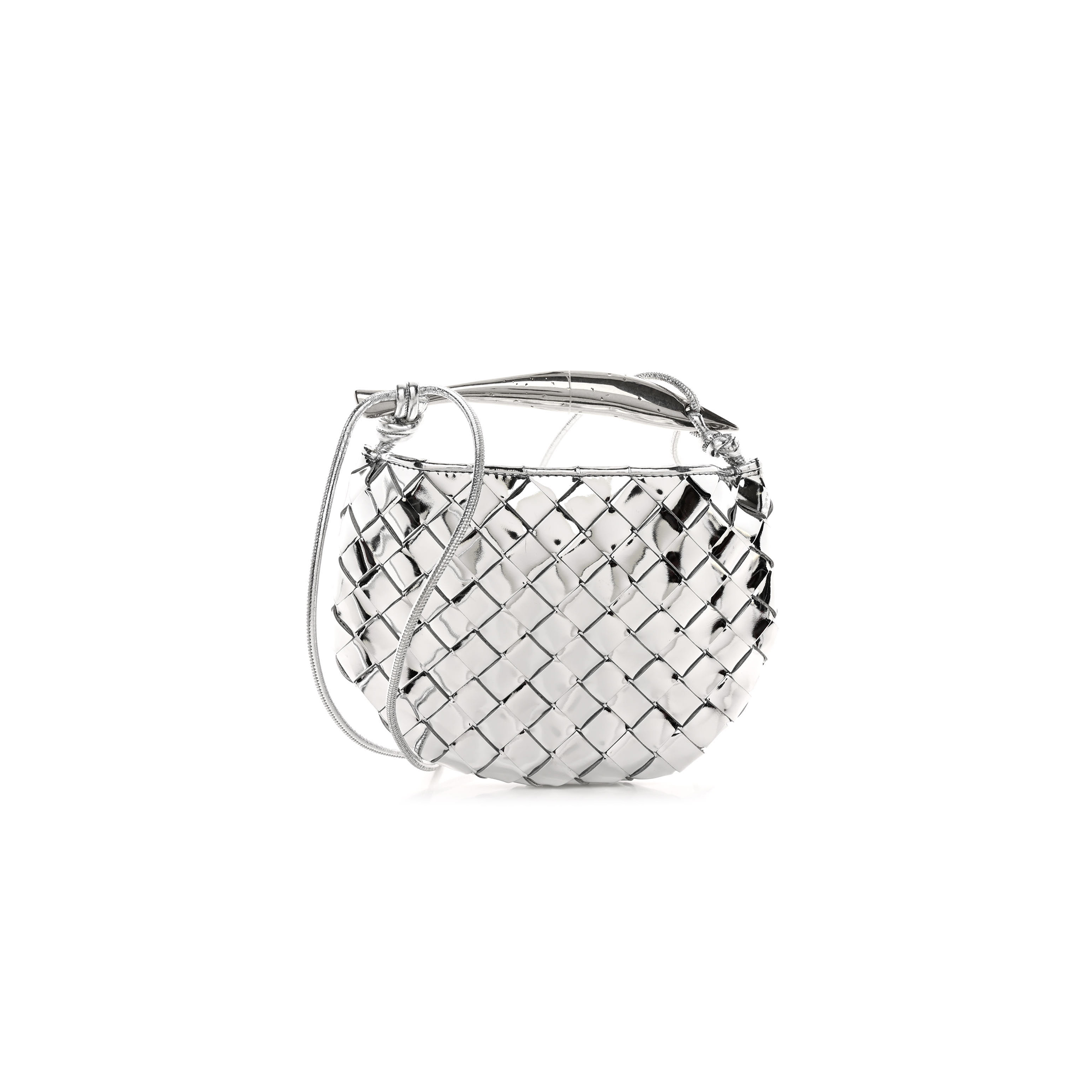 BOTTEGA VENETA MIRROR LAMINATED NAPPA INTRECCIATO MINI SARDINE BAG SILVER (20*15*3cm) BOTTEGA VENETA MIRROR LAMINATED NAPPA INTRECCIATO MINI SARDINE BAG SILVER (20*15*3cm)