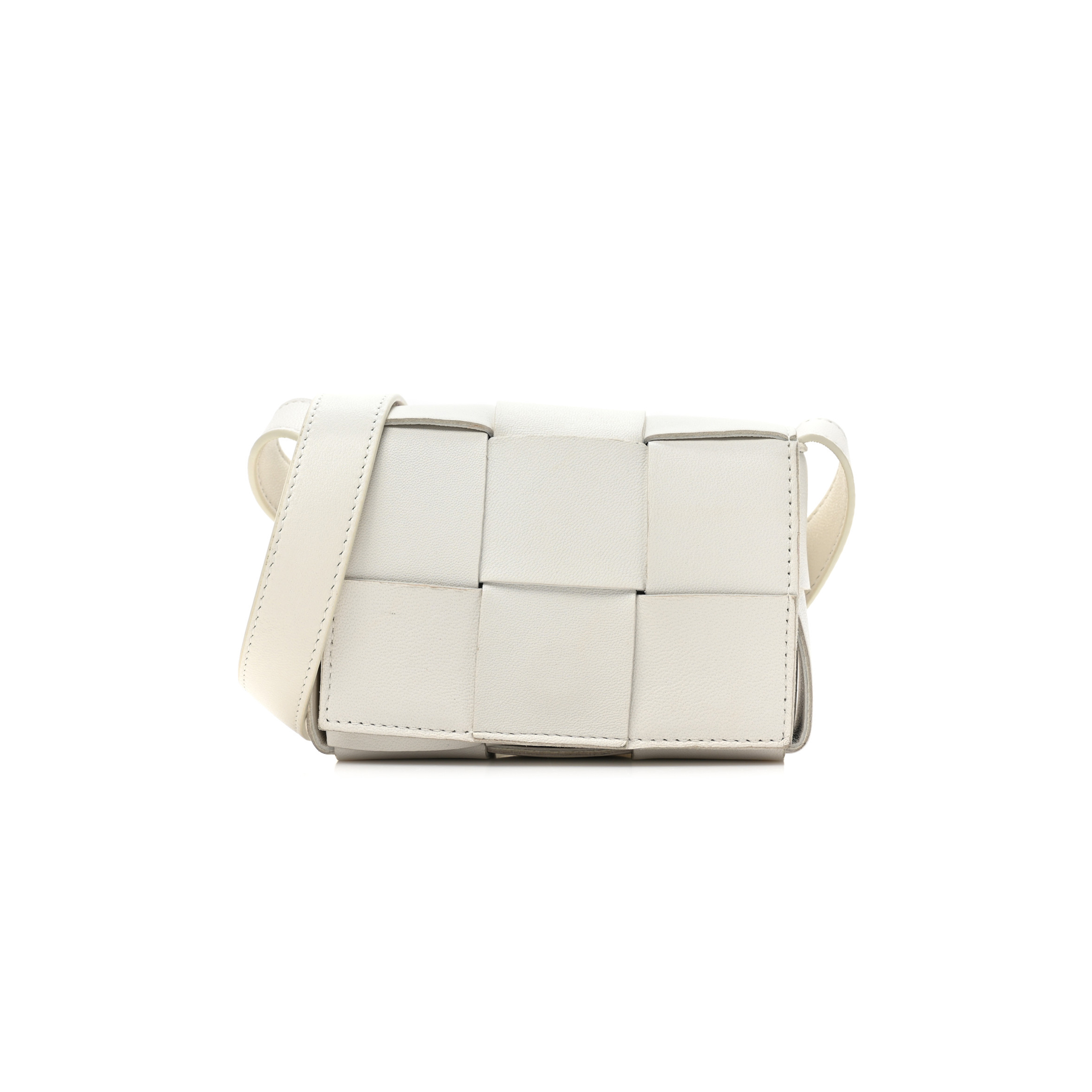 BOTTEGA VENETA LAMBSKIN MAXI INTRECCIATO EXTRA MINI CASSETTE CROSSBODY BAG WHITE (12*10*4cm) BOTTEGA VENETA LAMBSKIN MAXI INTRECCIATO EXTRA MINI CASSETTE CROSSBODY BAG WHITE (12*10*4cm)