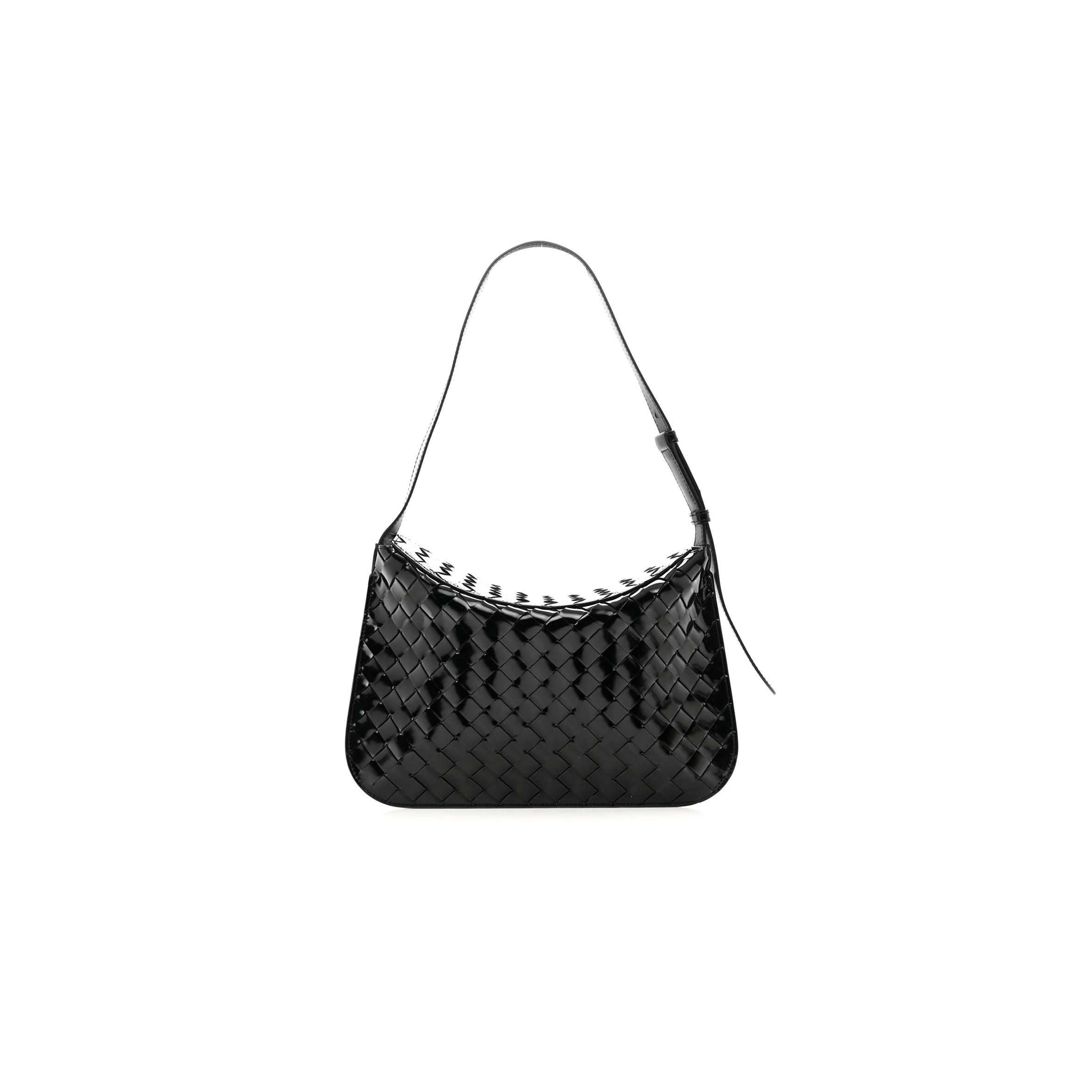 BOTTEGA VENETA PATENT INTRECCIATO SHOULDER BAG BLACK (31*20*3cm) BOTTEGA VENETA PATENT INTRECCIATO SHOULDER BAG BLACK (31*20*3cm)