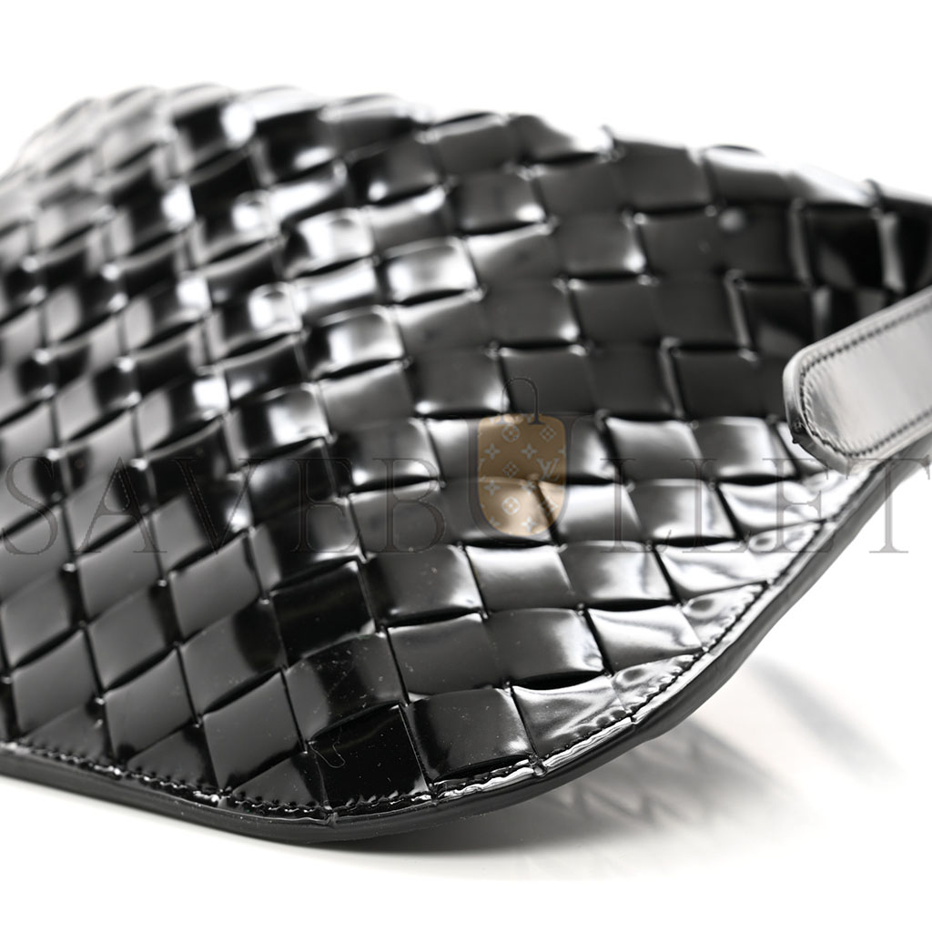 BOTTEGA VENETA PATENT INTRECCIATO SHOULDER BAG BLACK (31*20*3cm) BOTTEGA VENETA PATENT INTRECCIATO SHOULDER BAG BLACK (31*20*3cm)