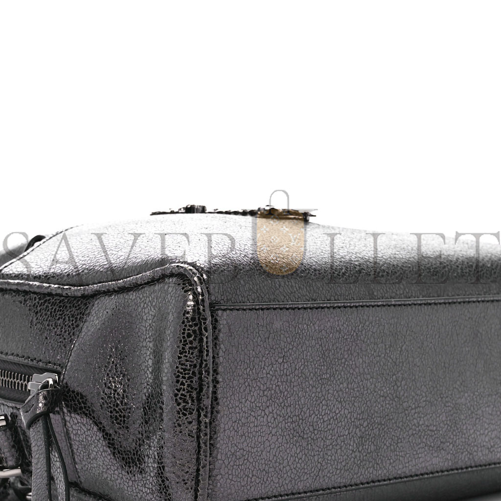 VERSACE METALLIC CALFKSIN VIRTUS SMALL BOWLING BAG GREY (27*18*15cm) VERSACE METALLIC CALFKSIN VIRTUS SMALL BOWLING BAG GREY (27*18*15cm)