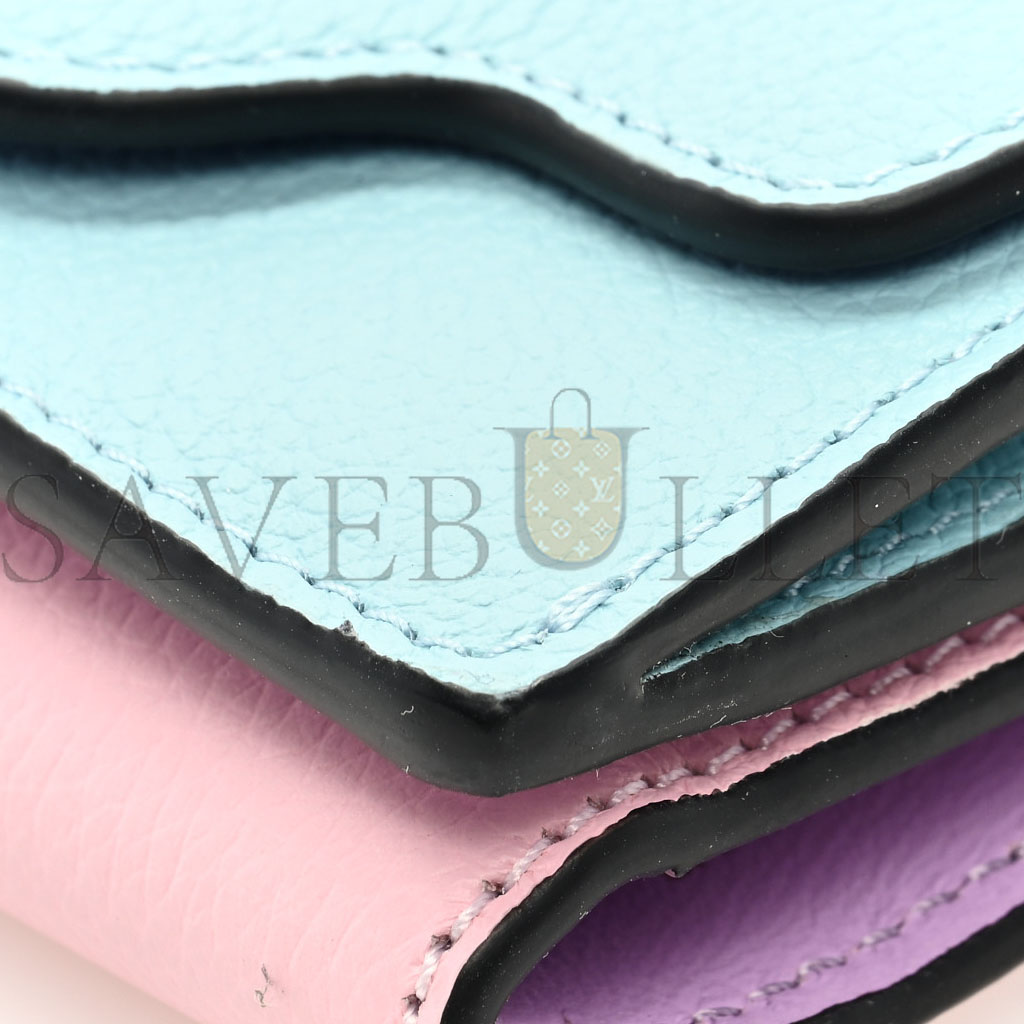 VERSACE GRAINED CALFSKIN MEDUSA WALLET ON CHAIN BLUE PINK (19*12*4cm) VERSACE GRAINED CALFSKIN MEDUSA WALLET ON CHAIN BLUE PINK (19*12*4cm)