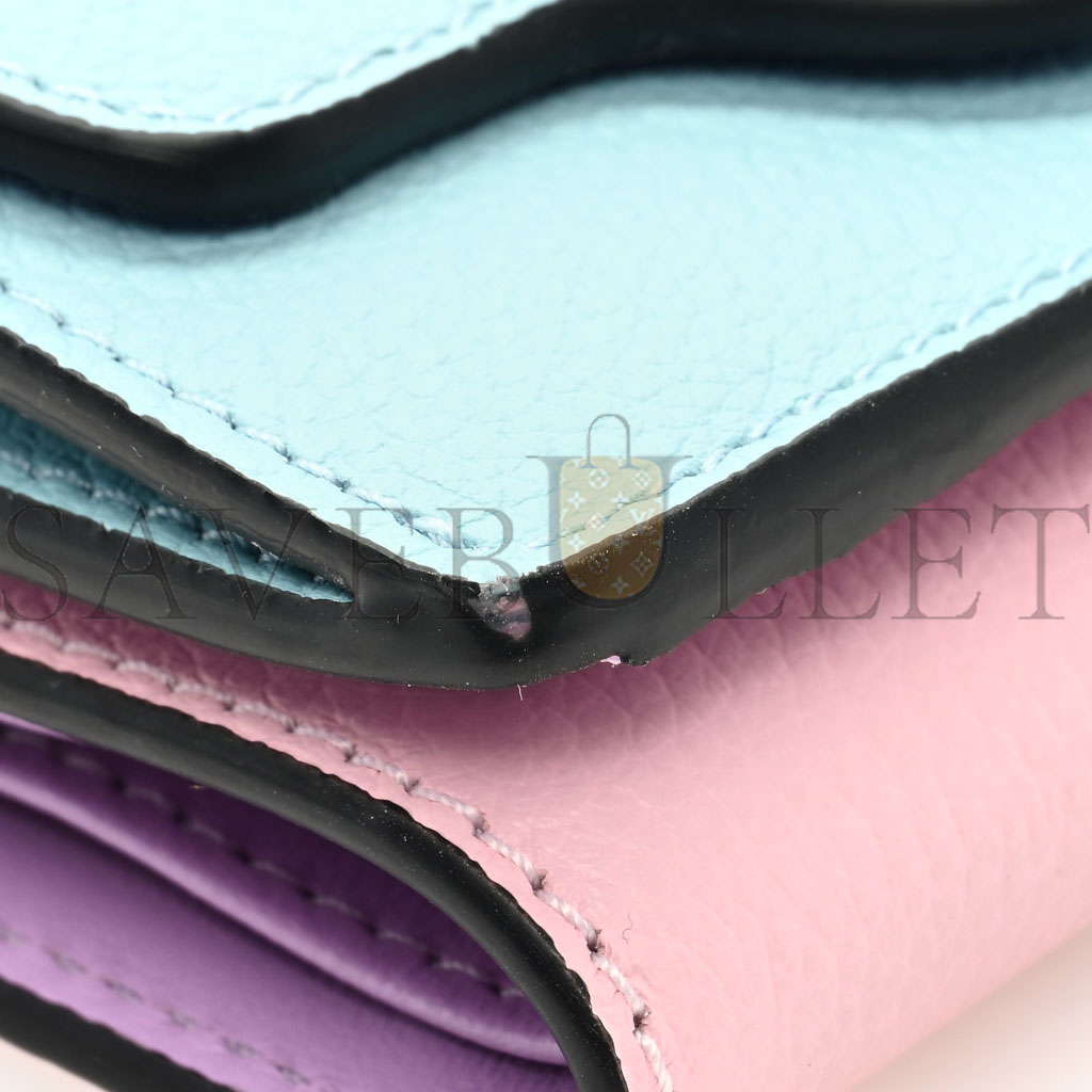 VERSACE GRAINED CALFSKIN MEDUSA WALLET ON CHAIN BLUE PINK (19*12*4cm) VERSACE GRAINED CALFSKIN MEDUSA WALLET ON CHAIN BLUE PINK (19*12*4cm)