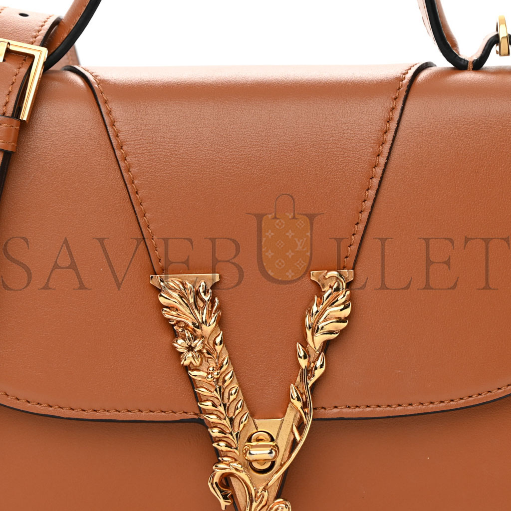 VERSACE VITELLO BAROCCO VIRTUS V SMALL TOP HANDLE SHOULDER BAG BROWN (20*16*5cm) VERSACE VITELLO BAROCCO VIRTUS V SMALL TOP HANDLE SHOULDER BAG BROWN (20*16*5cm)