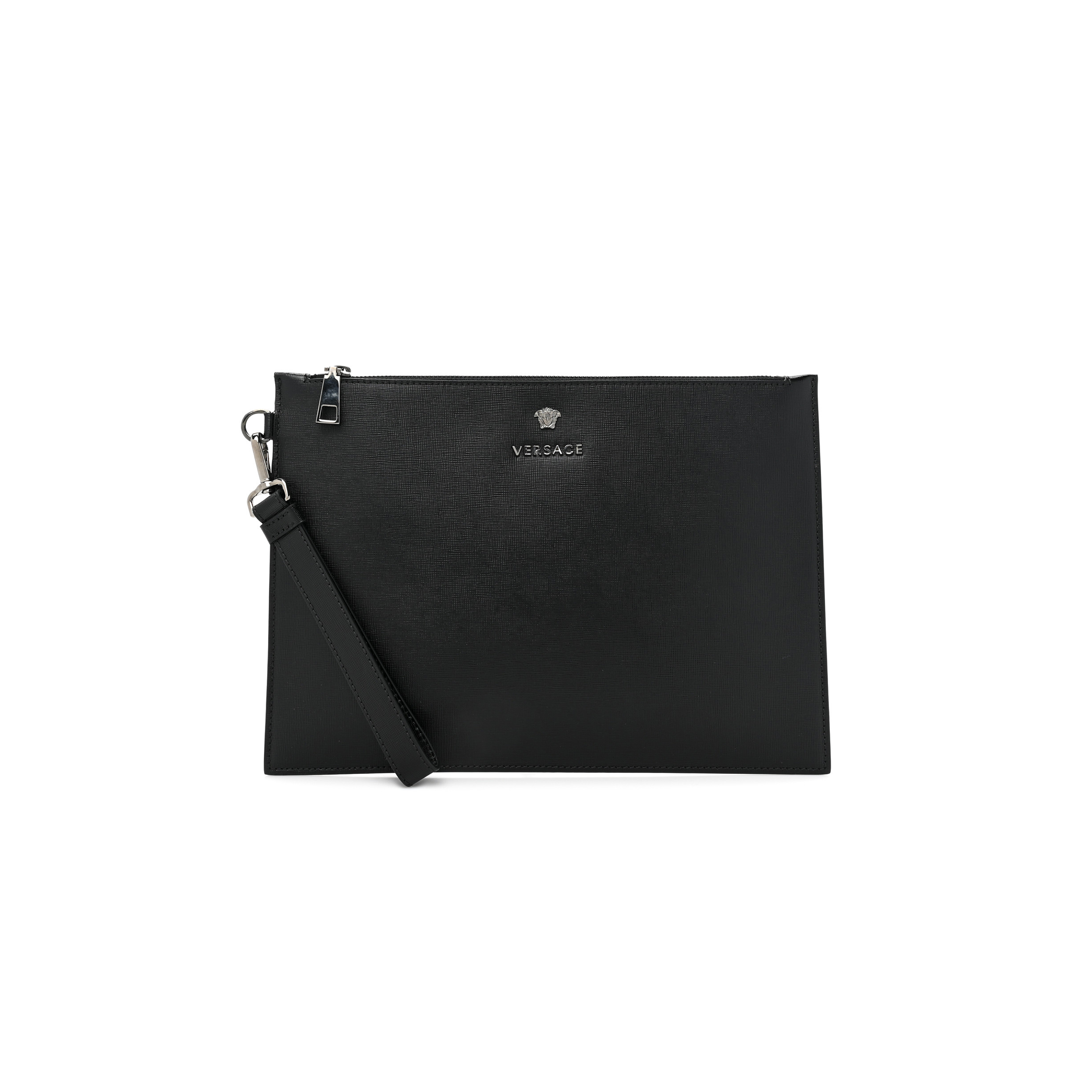 VERSACE CALFSKIN LA MEDUSA POUCH BLACK (26*17*8cm)