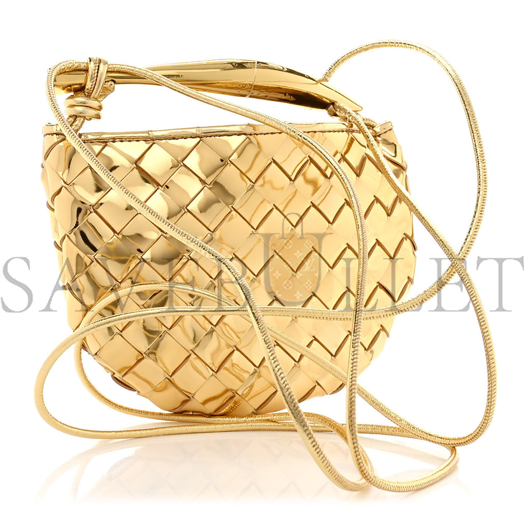 BOTTEGA VENETA MIRROR LAMINATED NAPPA INTRECCIATO MINI SARDINE BAG GOLD (20*12*3cm) BOTTEGA VENETA MIRROR LAMINATED NAPPA INTRECCIATO MINI SARDINE BAG GOLD (20*12*3cm)