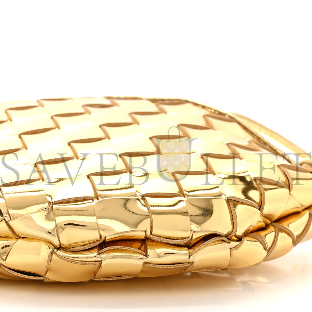 BOTTEGA VENETA MIRROR LAMINATED NAPPA INTRECCIATO MINI SARDINE BAG GOLD (20*12*3cm) BOTTEGA VENETA MIRROR LAMINATED NAPPA INTRECCIATO MINI SARDINE BAG GOLD (20*12*3cm)