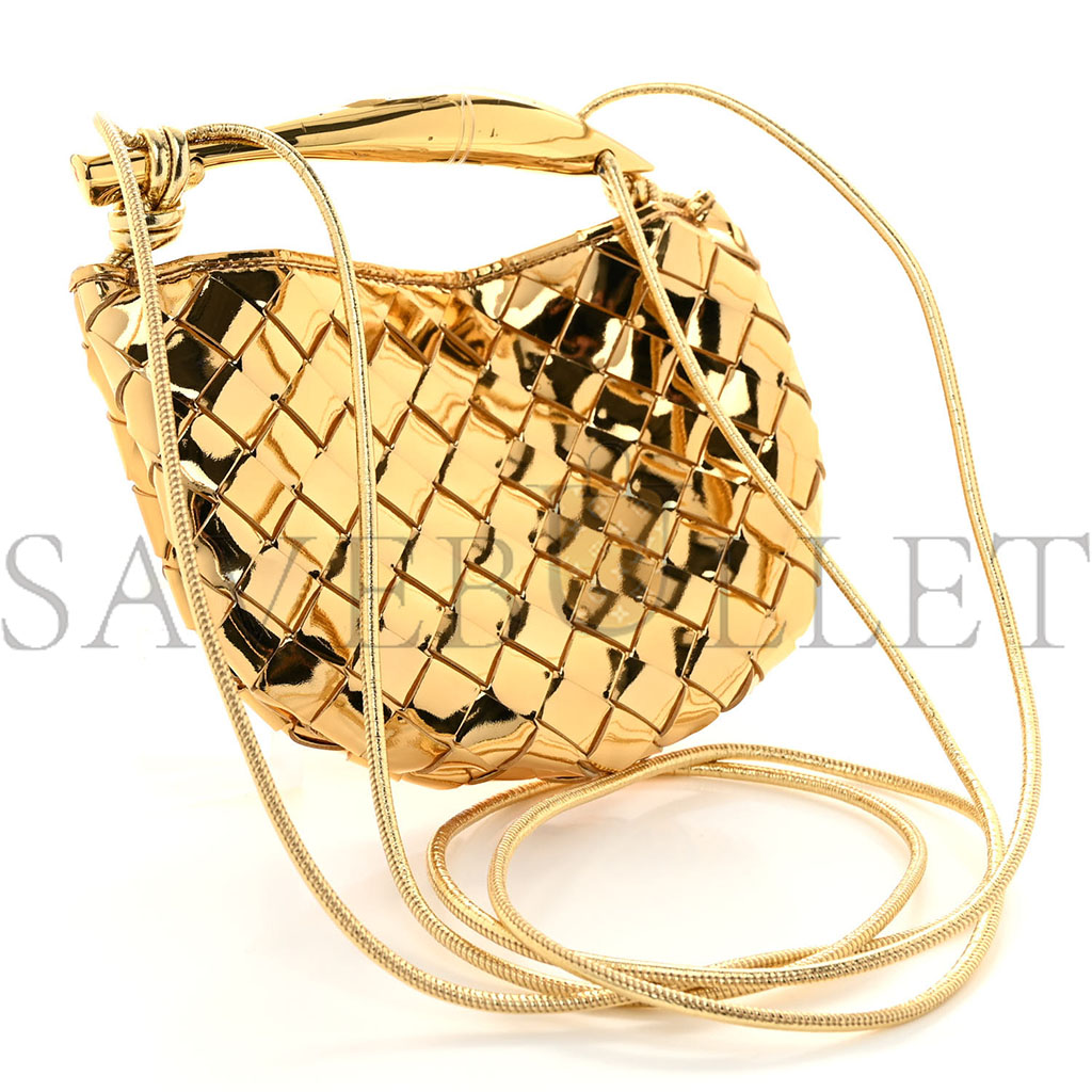 BOTTEGA VENETA MIRROR LAMINATED NAPPA INTRECCIATO MINI SARDINE BAG GOLD (20*15*3cm) BOTTEGA VENETA MIRROR LAMINATED NAPPA INTRECCIATO MINI SARDINE BAG GOLD (20*15*3cm)
