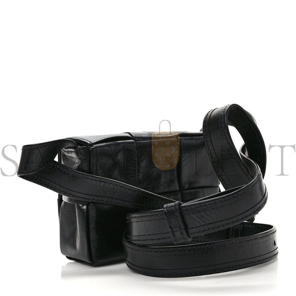 BOTTEGA VENETA PAPER CALFSKIN MAXI INTRECCIO EXTRA MINI CASSETTE CROSSBODY BAG BLACK (13*9*5cm) BOTTEGA VENETA PAPER CALFSKIN MAXI INTRECCIO EXTRA MINI CASSETTE CROSSBODY BAG BLACK (13*9*5cm)