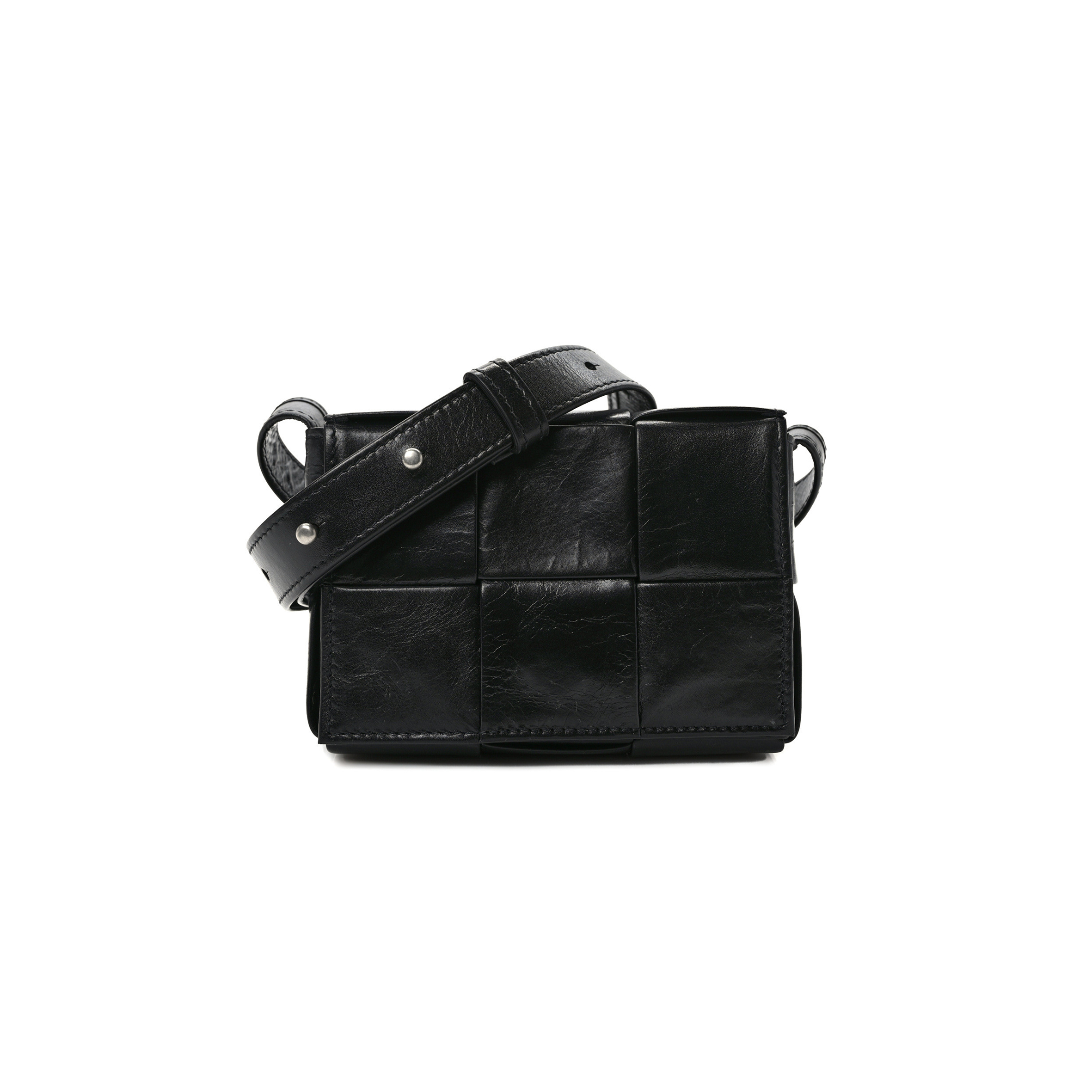 BOTTEGA VENETA PAPER CALFSKIN MAXI INTRECCIO EXTRA MINI CASSETTE CROSSBODY BAG BLACK (13*9*5cm) BOTTEGA VENETA PAPER CALFSKIN MAXI INTRECCIO EXTRA MINI CASSETTE CROSSBODY BAG BLACK (13*9*5cm)