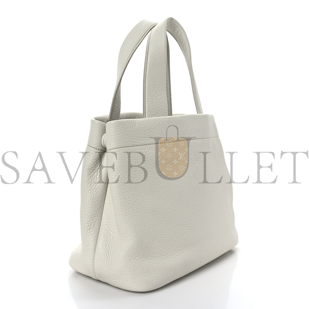 PRADA VITELLO DAINO SOFT PERFORATED LOGO TOTE WHITE (30*27*13cm) PRADA VITELLO DAINO SOFT PERFORATED LOGO TOTE WHITE (30*27*13cm)