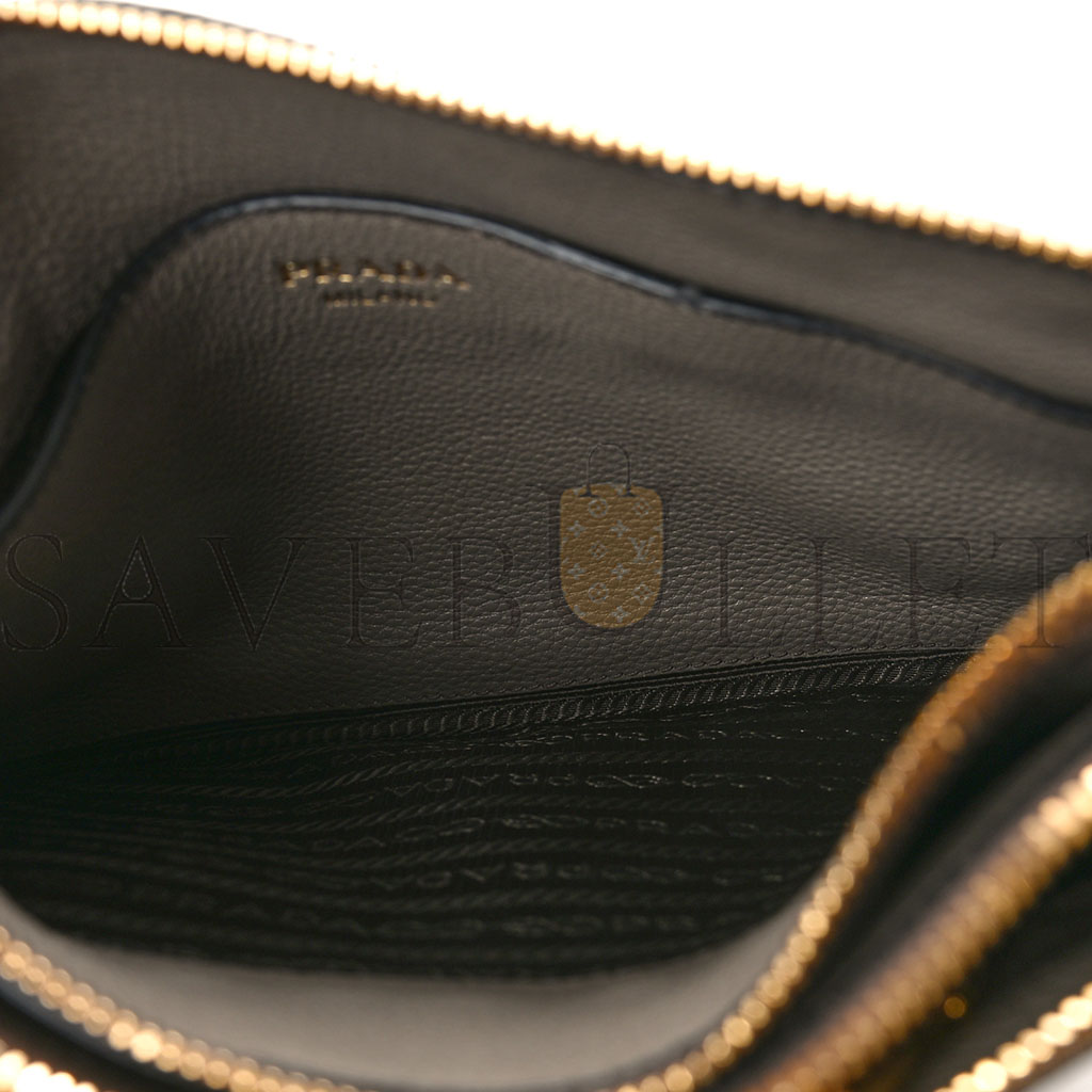 PRADA VITELLO PHENIX DOUBLE ZIP CROSSBODY BAG ARGILLA (24*17*2cm) PRADA VITELLO PHENIX DOUBLE ZIP CROSSBODY BAG ARGILLA (24*17*2cm)
