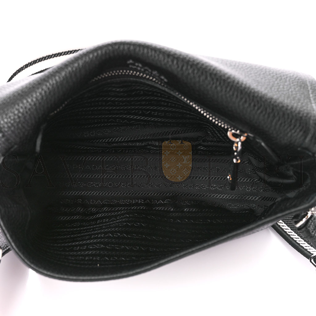 PRADA VITELLO DAINO FLOU FLAP CROSSBODY BLACK (23*15*8cm) PRADA VITELLO DAINO FLOU FLAP CROSSBODY BLACK (23*15*8cm)